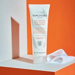 Sanctuary Spa Hot Cloth Cleanser Double Cleanse Face Wash and Muslin Cloth 125ml - sanctuary face wash