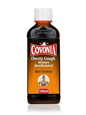 Covonia Chesty Cough Mixture mentholated 180ml effective relief of troublesome chesty cough 180 ml (Pack of 1) - Covonia Chesty Syrup; Chesty Cough Syrup; Cough Syrup; Cough Medicine