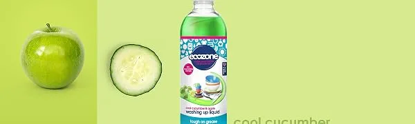 Ecozone Cool Cucumber & Apple Washing Up Liquid | Tough on Grease | 500ml 500 ml (Pack of 1) Cool Cucumber & Apple - WUL5