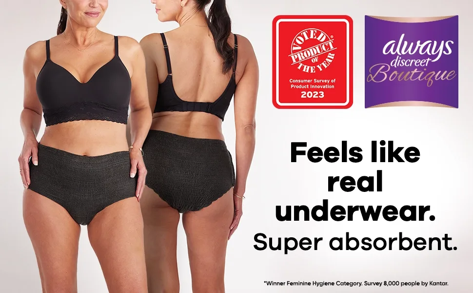 Always Discreet Boutique Incontinence Pants Women Medium Plus 9 High Absorbency Pants Odour Neutraliser Dress Size 10-16 For Sensitive Bladder - always