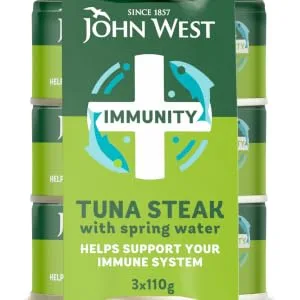 John West Energy No Drain Tuna Steak with Spring Water 3 X 110 g. With added Vitamin B6 and B12 - Immunity