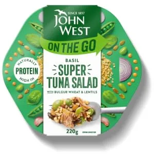 John West On The Go Basil Super Tuna Salad 220 g. Naturally high in Protein. Low in Saturated Fat - sdaas
