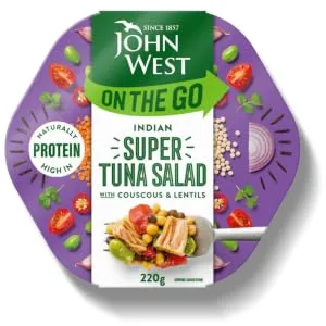 John West On The Go Basil Super Tuna Salad 220 g. Naturally high in Protein. Low in Saturated Fat - sdaasd