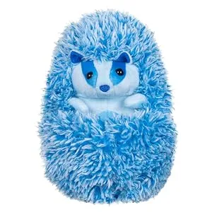 Curlimals Rainbow Bunny called Bo Cute Interactive Rabbit Teddy Bear Sensory Toys for Kids Responds to Touch: Talks Makes Noises Curls Into a Ball! - Blue Badger
