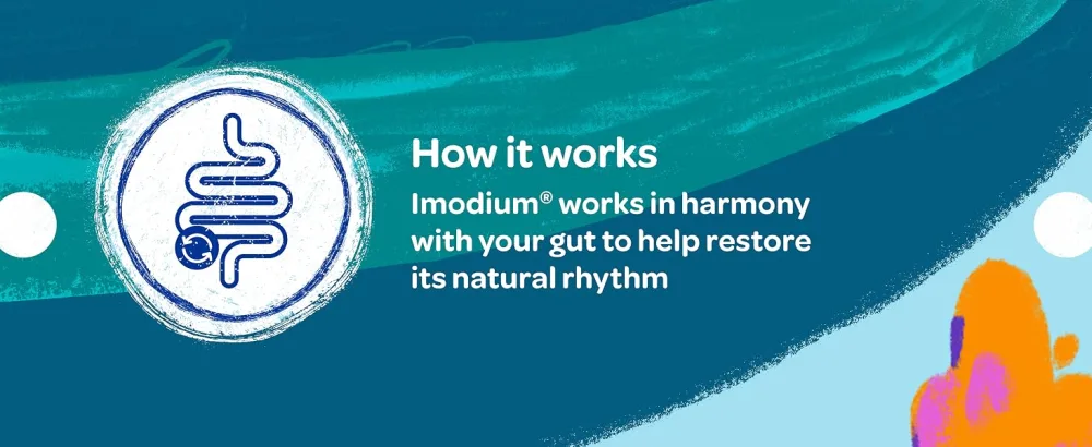 Imodium Original Capsules for Diarrhoea Relief 6 Capsules 6 Count (Pack of 1) Originals - How it works. Imodium works in harmony with your gut to help restore its natural rhythm