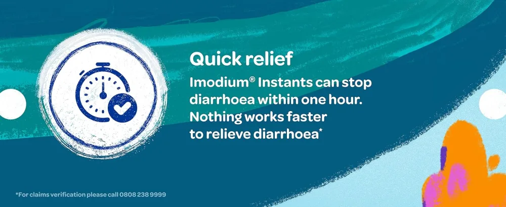 Imodium Instants - Fast Dissolving Tablets for On-The-Go Diarrhoea Relief in Under 1 Hour 6 Count (Pack of 1) 6 Count (Pack of 1) Instants - Quick relief. Imdoium Instants can stop diarrhoea withing one hour.