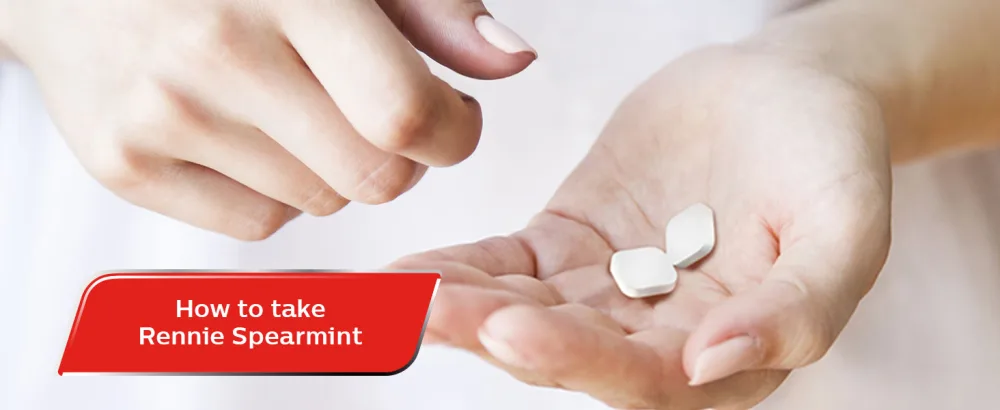 Rennie Antacids Spearmint Flavour 72 Count (Pack of 1) - Rennie
