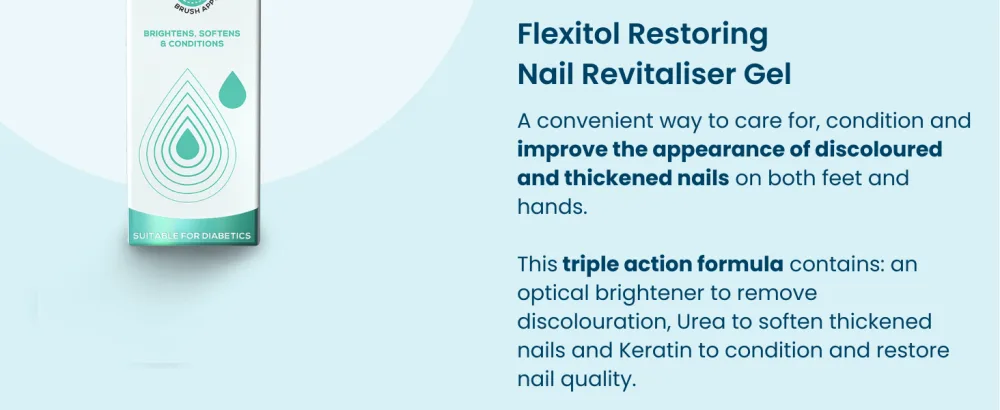 Flexitol Restoring Nail Revitaliser Gel 15ml Triple Action Formula Brightens Softens and Conditions For Hands and Feet - Flexitol