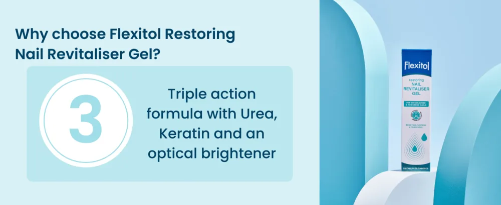 Flexitol Restoring Nail Revitaliser Gel 15ml Triple Action Formula Brightens Softens and Conditions For Hands and Feet - Flexitol