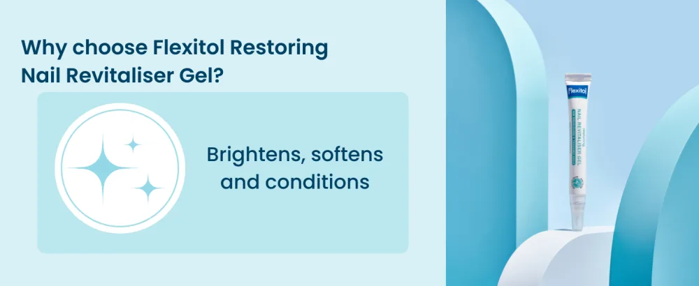 Flexitol Restoring Nail Revitaliser Gel 15ml Triple Action Formula Brightens Softens and Conditions For Hands and Feet - Flexitol