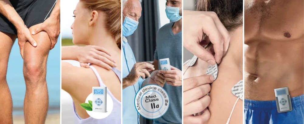 prorelax TENS/EMS Duo | Electrostimulation device | 2 therapies with one device | Natural therapy against chronic pain and for muscle building - prorelax TENS/EMS Duo Application