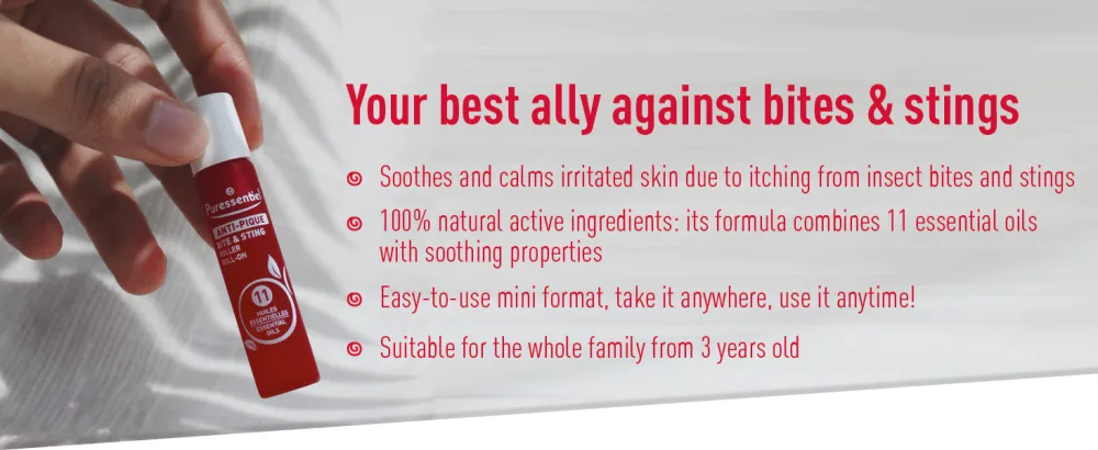 Puressentiel Bite & Sting Relief Roll-On 5 ml Instant & Lasting Effect - Mosquito Bites Insect Bites Bee Wasp & Nettle Stings 100% Natural Bite Sting & Itch Soothing Properties - Pocket Size - Bite & Sting Roll-On