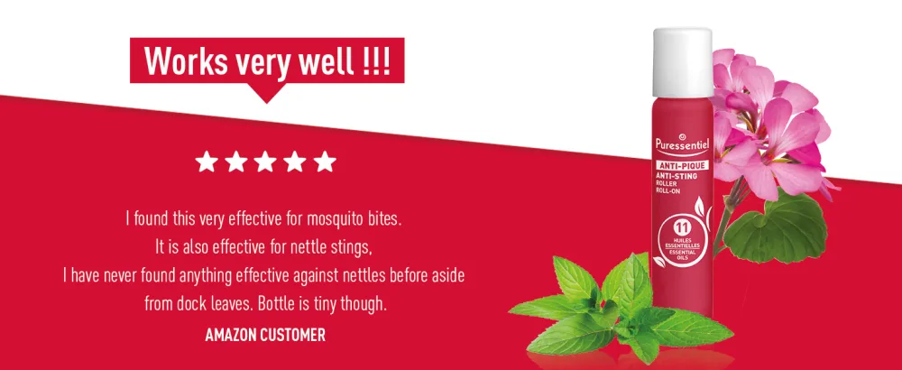 Puressentiel Bite & Sting Relief Roll-On 5 ml Instant & Lasting Effect - Mosquito Bites Insect Bites Bee Wasp & Nettle Stings 100% Natural Bite Sting & Itch Soothing Properties - Pocket Size - Bite & Sting Roll-On 3