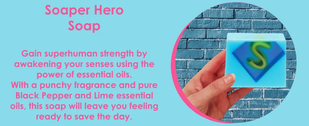 Bomb Cosmetics Superhero's Saviour Handmade Wrapped Bath & Body Gift Pack Contains 5-Pieces 500 g 5 Count (Pack of 1) Superhero's Saviour - Bomb Cosmetics Soaper Hero Soap Slice, 100g
