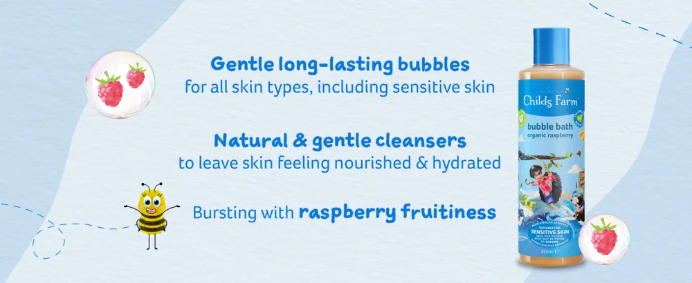 Childs Farm | Kids Bubble Bath 500ml | Organic Raspberry | Gently Cleanses & Soothes | Suitable Dry Sensitive & Eczema-Prone Skin Raspberry 500 ml (Pack of 1) - Childs Farm bubble bath organic raspberry