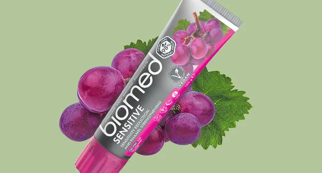 Biomed Sensitive 98% Natural Toothpaste | Sensitivity & Enamel Strengthening | Red Grape Seed Extract Vegan SLES Free 100g Sensitive 100 g (Pack of 1) - Biomed Sensitive