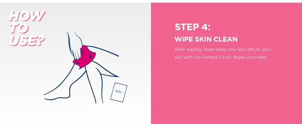 Veet Cold Wax Strips Hair Removal Legs & Body Sensitive Skin 40 Strips 4 Finish Wipes Single - product information 12