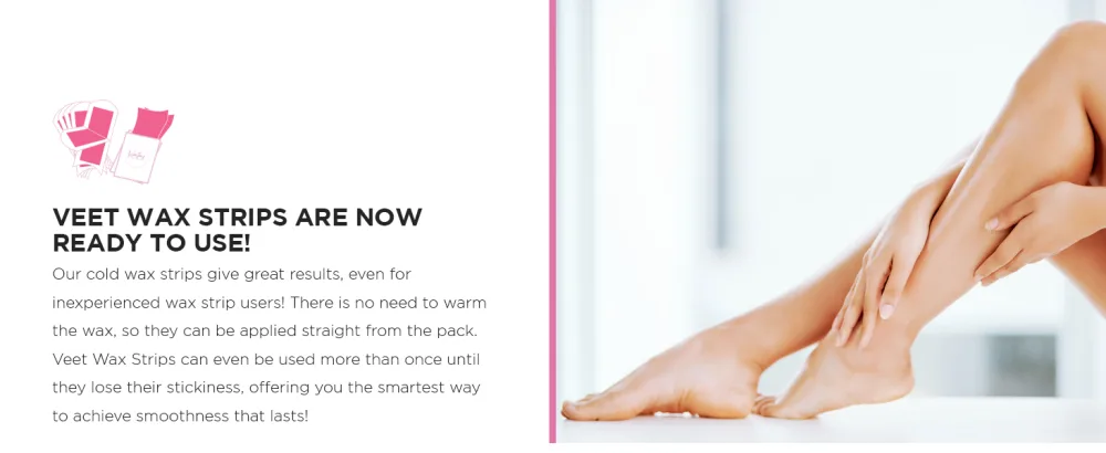 Veet Cold Wax Strips Hair Removal Legs & Body Sensitive Skin 40 Strips 4 Finish Wipes Single - Quicker and Easier to Use