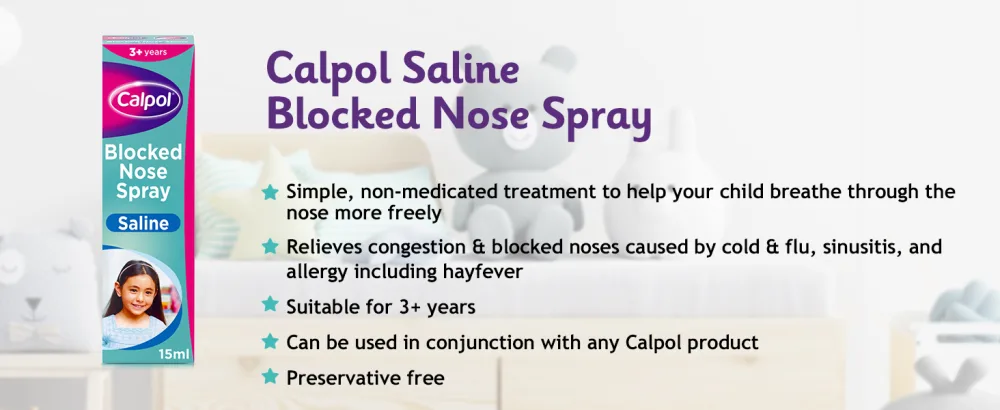 Calpol Blocked Nose Spray 88073 - calpol saline from birth congestion flu fever teething