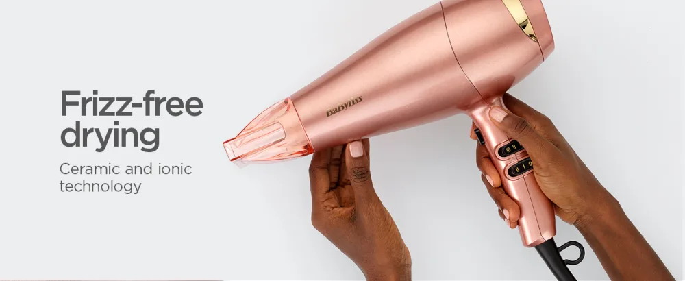 BaByliss Elegance 2100W Hair Dryer Ionic Lightweight Smooth Fast Drying Cool shot 5336U Rose Gold - Frizz-free drying / Ceramic and ionic technology
