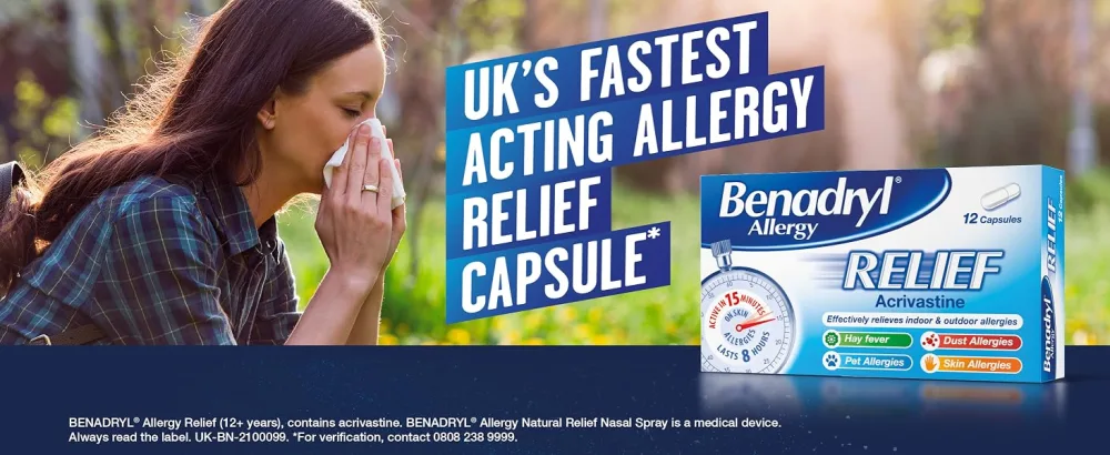 Benadryl Allergy Relief Fast-Acting Antihistamine 24 Capsules 24 Count (Pack of 1) - Benadryl