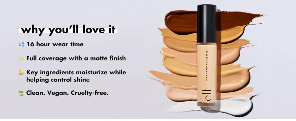 e.l.f. 16HR Camo Concealer Full Coverage & Highly Pigmented Matte Finish Rich Chocolate 0.203 Fl Oz (6mL) - why youll love it