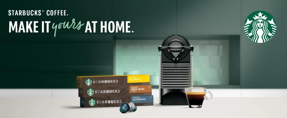 STARBUCKS House Blend by Nespresso Medium Roast Coffee Capsules 8 x 10 (80 Capsules) Single - Nespresso Banner