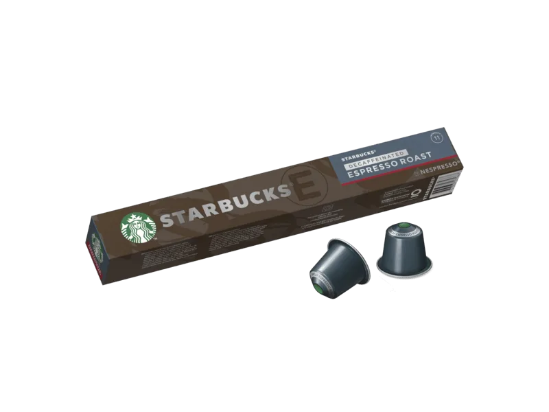 STARBUCKS Decaf Espresso Roast by Nespresso Dark Roast Coffee Capsules 8 x 10 (80 Capsules) - Decaf Espresso Roast