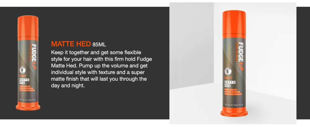 Fudge Professional Matte Hed Medium Hold Texturizing Hair Cream Matte Finish Humidity Resistant with Kaolin Clay 83 g - matte hed, matte, matte finish, styling, styling products, men styling, men, styling paste