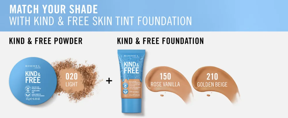 Rimmel Kind + Free Natural Finish Pressed Powder Light 020 - match your shade light