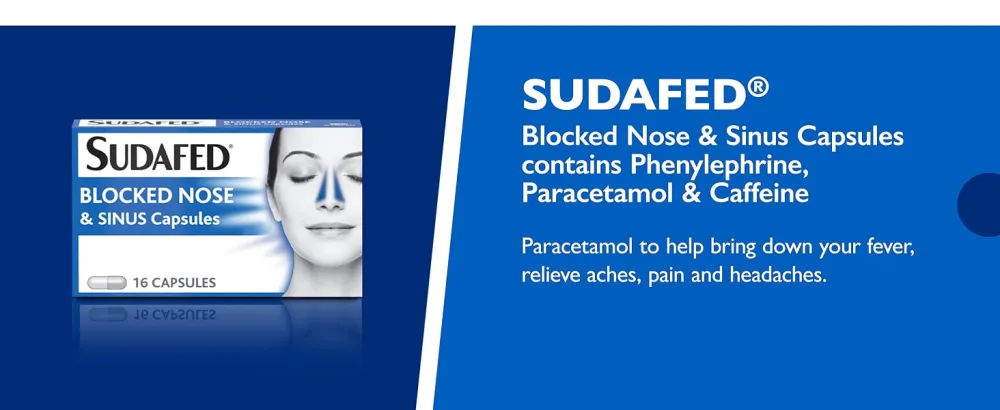 Sudafed Fever Blocked Nose & Sinus Capsules 16 Capsules - sudafed