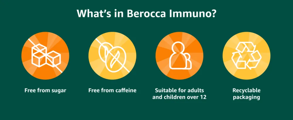 Berocca Immuno Effervescent Tablets 11 Vitamins and Minerals Including Vitamins D C A B9 Zinc and Iron to Help Support Your Immune System and B6 & B12 Support Energy Release 15 Tablets - Berocca Immuno