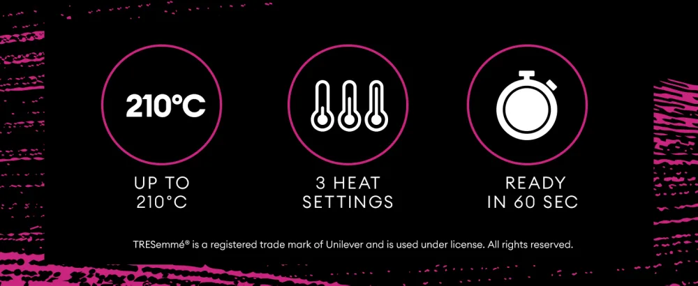 TRESemme Classic Curling Tong Large 25mm Ceramic curling iron Defined Curls Long lasting results - 2811U Tresemme 25mm Curling Tong heats up to 210 degrees C with 3 heat settings