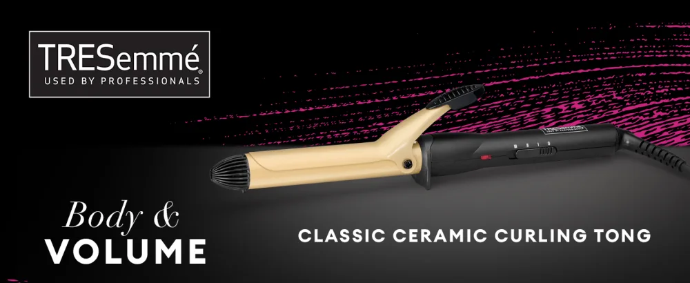 TRESemme Classic Curling Tong Large 25mm Ceramic curling iron Defined Curls Long lasting results - 2811U Tresemme Classic Ceramic Curling Tong