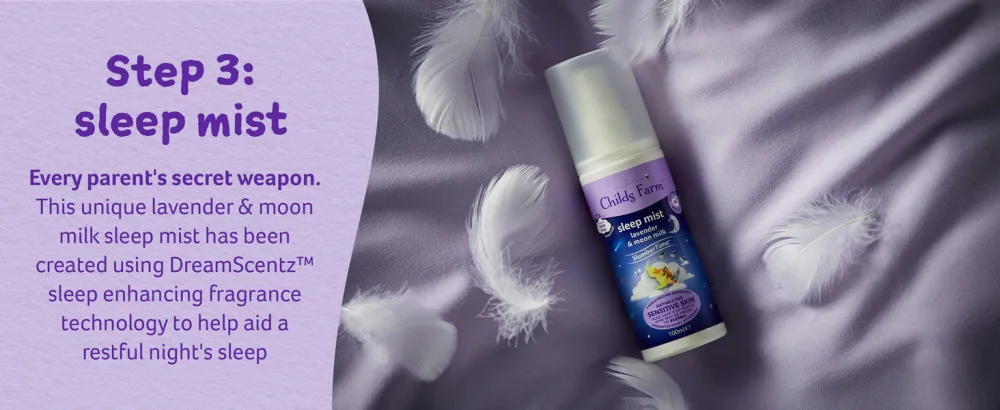 Childs Farm SlumberTime Sleep Mist Lavender and Moon Milk Suitable for Babies with Dry Sensitive and Eczema-prone Skin 100ml - Step 3: sleep mist