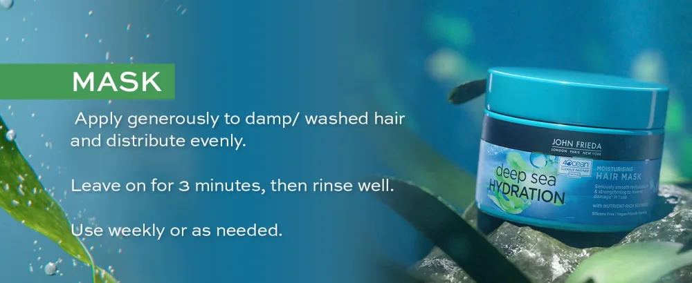 Deep Sea Hydration Moisturising Hair Mask Deep Conditioning Smoothing Treatment for Dry Damaged Hair 250ml - Mask - final step add to damp, washed hair