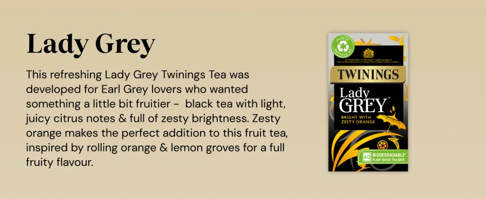 Twinings Lady Grey Tea Bright & Refreshing Black Tea with Zesty Orange 40 Biodegradable Tea Bags Lady Grey 40 Count (Pack of 1) - product information 1