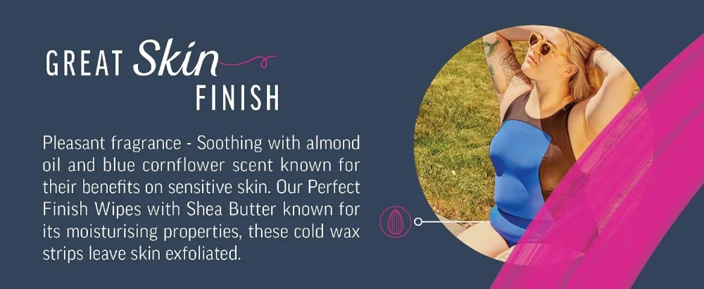 Veet Expert Cold Wax Strips Hair Removal Face Sensitive Skin 20 Strips each 4 Finish Wipes - Veet Expert