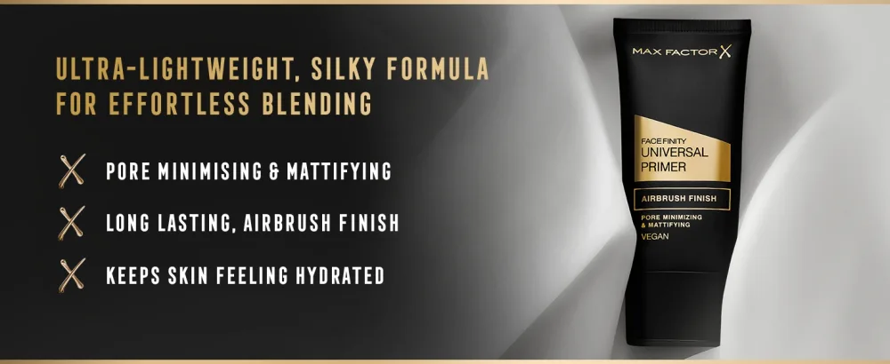 Max Factor Facefinity Universal Primer Pore Mattifying & Minimising Long-Lasting Airbrush finish Ultra-Lightweight Silky Formula Protects Skin Antioxidants & Vitamin E Vegan Universal 30ml - Max Factor Facefinity Universal Face Primer