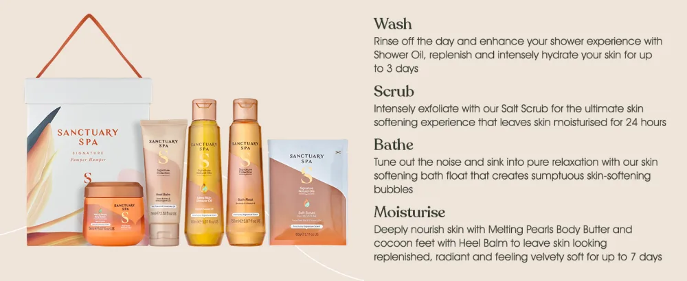 Sanctuary Spa Signature Pamper Hamper Gift Set Vegan Gift For Women Womens Gift Sets Birthday Gift - SPH Description