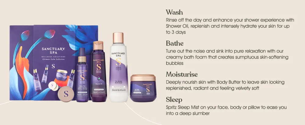 Sanctuary Spa Ultimate Calm Collection Gift Set Vegan Gift For Women Birthday Gift Womens Gift Sets Self Care Gift (Amazon Exclusive) Ultimate Calm Kit - UCC Description