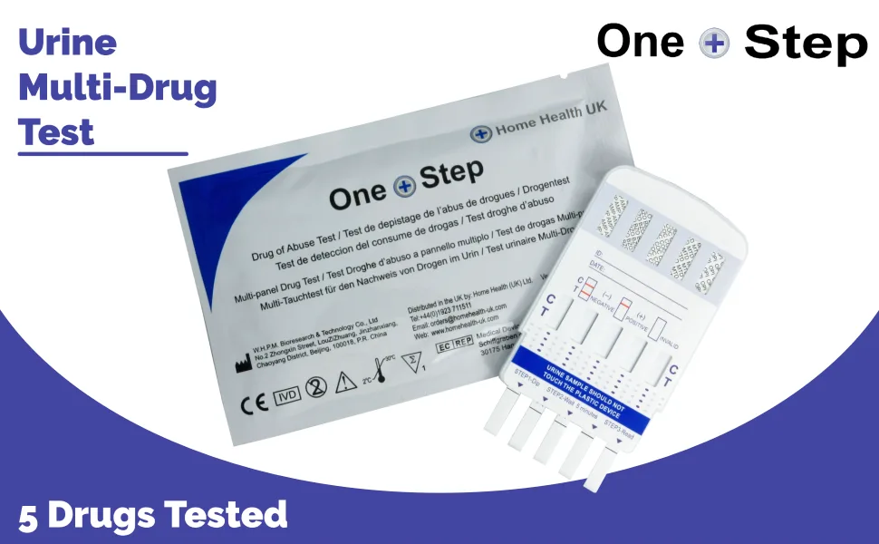 5 x 5 Panel Urine Home Drug Test Kit - Tests for Cocaine Heroin Speed Valium and Methadone 5 Tests - 5 Multi-Drug Urine Panel