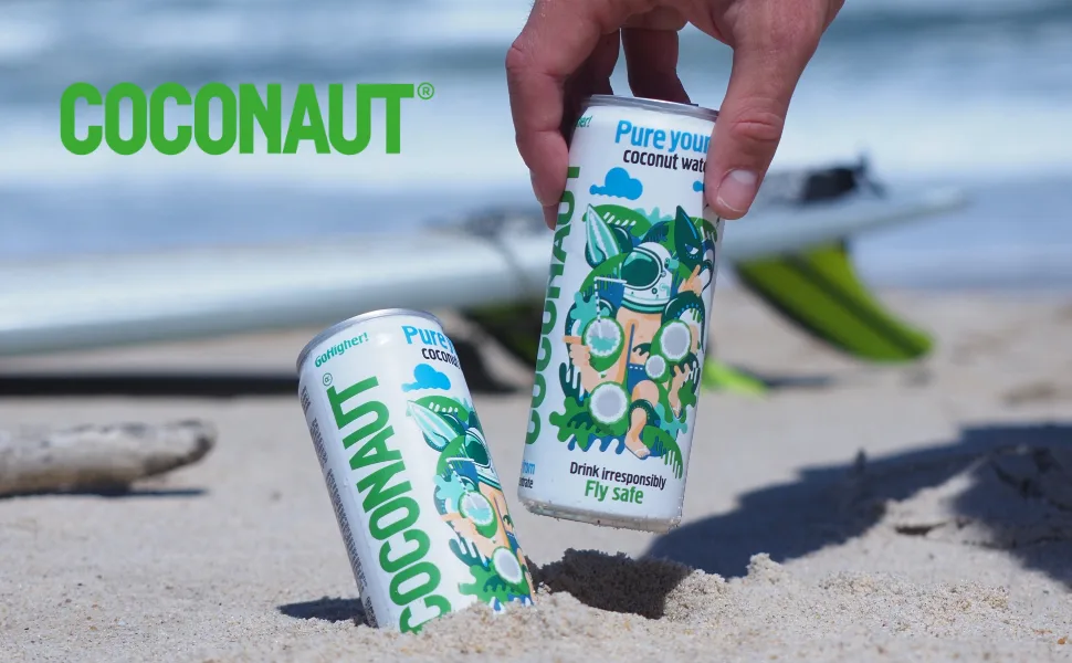 COCONAUT Coconut Water with fresh Watermelon Juice - Coconaut cans beach