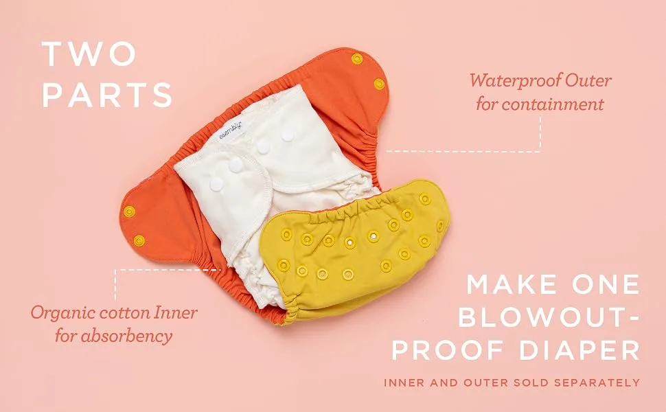 Esembly Cloth Diaper Bundle Set 3 Organic Absorbent Inners and 1 Waterproof Recycled Diaper Cover Reusable Washable Diapers with Snap Closure Size 1 (7-17lbs) Aloe Size 1 Bundle - Aloe - reusable swim diapers