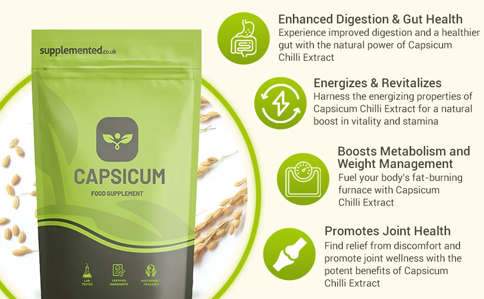 Capsicum Chilli Extract1000mg 180 Capsules UK Made. Pharmaceutical Grade Cayenne Pepper. Thermogenic - Capsicum Extract