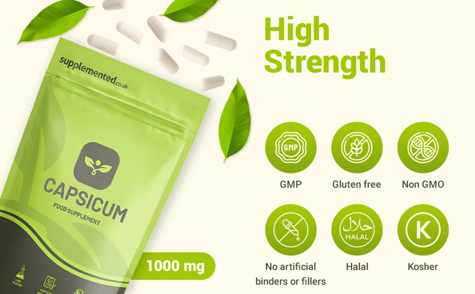 Capsicum Chilli Extract1000mg 180 Capsules UK Made. Pharmaceutical Grade Cayenne Pepper. Thermogenic - Capsicum Extract