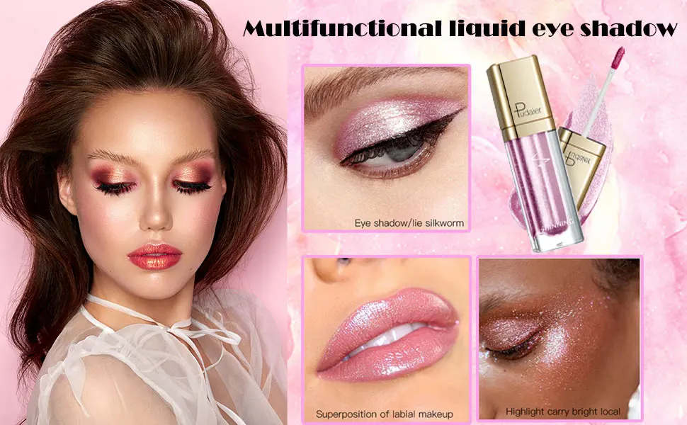 Liquid Glitter Eyeshadow Metallic Matte Shimmer Sparkly Eye Shadows Eyeliner Pen Long Lasting Waterproof Quick Drying Eye Make up Kits(Gold) - himmer Eyes Makeup