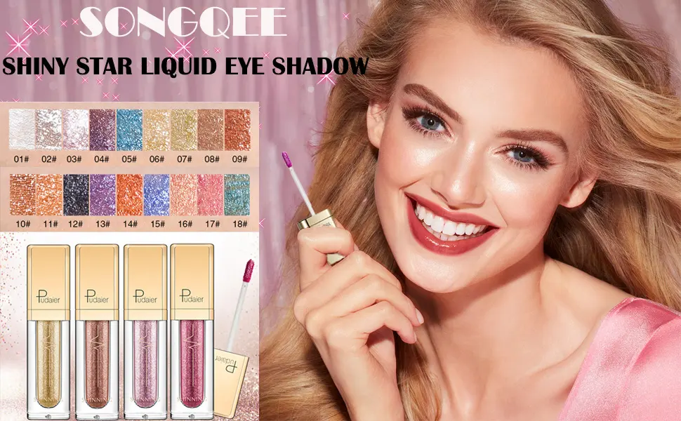 Liquid Glitter Eyeshadow Metallic Matte Shimmer Sparkly Eye Shadows Eyeliner Pen Long Lasting Waterproof Quick Drying Eye Make up Kits(Gold) - Liquid Glitter Eyeshadow