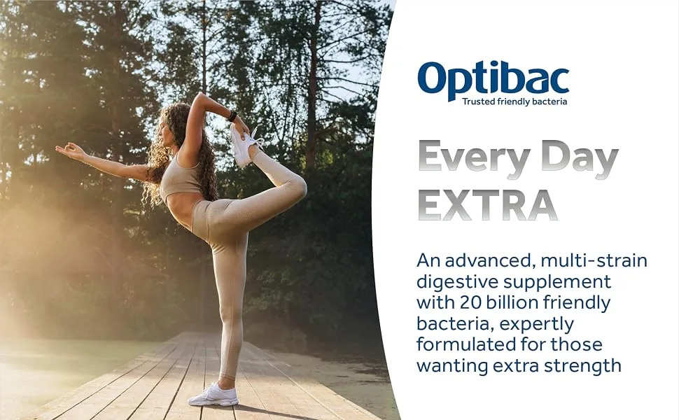 Optibac Probiotics Every Day Extra - High Strength Vegan Digestive Probiotic Supplement with 20 Billion Bacterial Cultures - 90 Capsules 90 Count (Pack of 1) - Friendly bacteria scientifically
