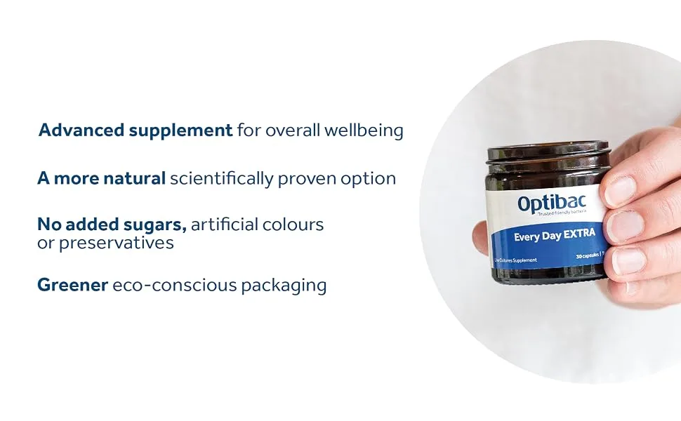 Optibac Probiotics Every Day Extra - High Strength Vegan Digestive Probiotic Supplement with 20 Billion Bacterial Cultures - 90 Capsules 90 Count (Pack of 1) - Obtibac